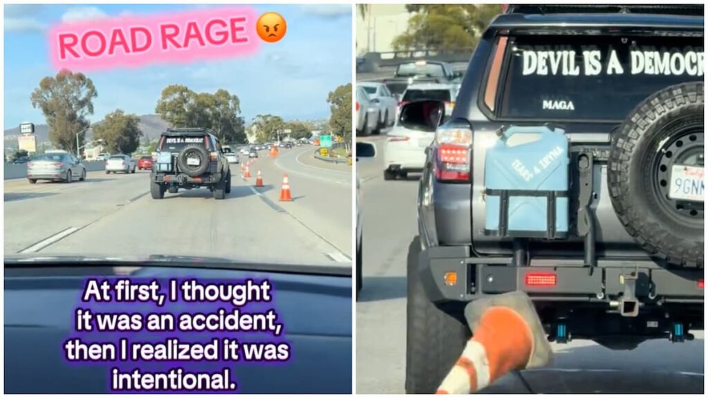 California Driver With ‘Devil Is a Democrat’ Sticker Caught Driving Erratically Through Cones: ‘You Can’t Make This Up’ California driver with devil is democrat sticker