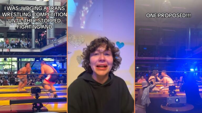 Los Angeles Trans Wrestling Event Turns into Wedding Proposal 'Enemies to Lovers Speed Run'