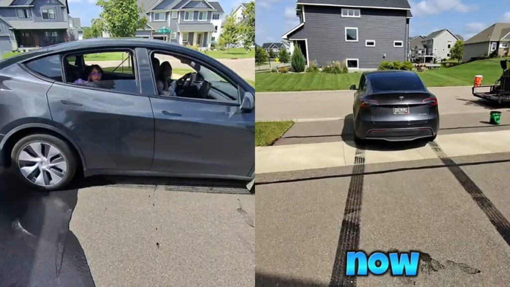 Minnesota Woman Destroys Her Own Driveway After Driving Tesla Across Fresh Sealcoat: ‘Where’s the Common Sense’ Minnesota Woman Destroys Her Own Driveway After Driving Tesla Across Fresh Sealcoat: ‘Where’s the Common Sense’