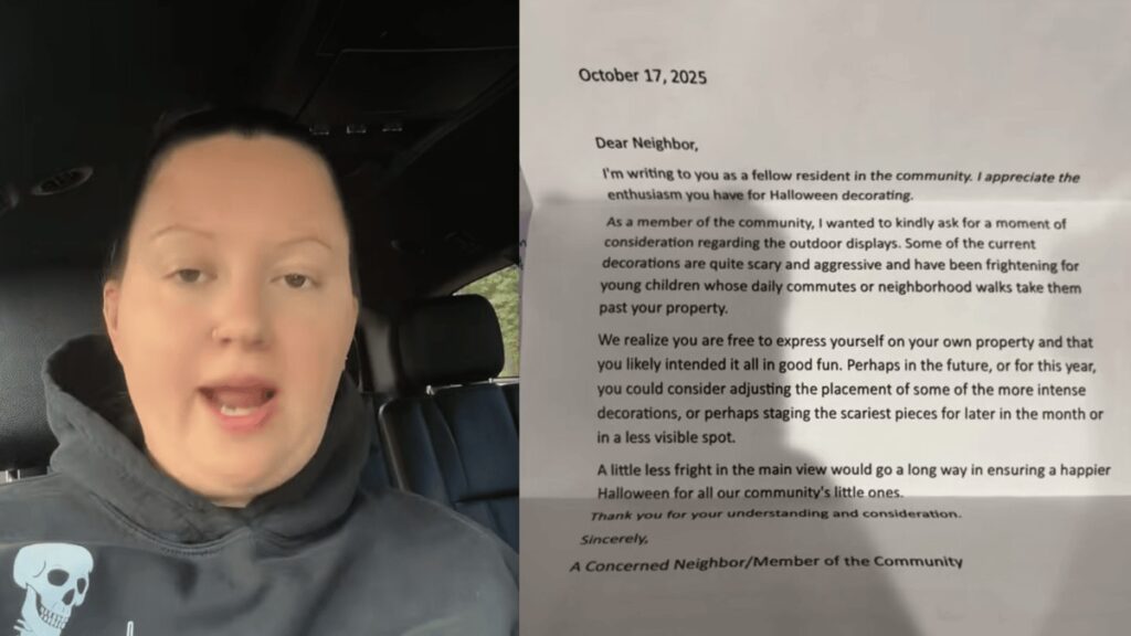 New York Woman Receives Letter About Her Scary Halloween Decorations Scaring Children, Doesn’t Even Live in an HOA, ‘Now You Need a Speaker Playing Scary Sounds as Well’ New York Woman Receives Letter About Her Scary Halloween Decorations Scaring Children, Doesn’t Even Live in an HOA