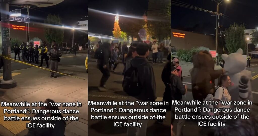 Portland Protesters Turn ICE Facility Into Dance Floor, Animal Costumes Optional – ‘Dispatch: They’re Doing the Cha Cha Slide!’ Portland Oregon Dance off with ICE