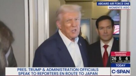 Trump being interviewed by c-span aboard air force one