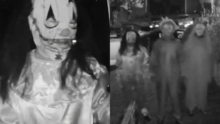 A Virginia family was terrified after finding three masked people at their front door