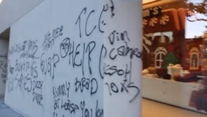 Chaos in West Hollywood As Kim Kardashian’s SKIMS Store Gets Tagged With Unhinged Messages: ‘Kanye Prob Paid Someone to Do That’