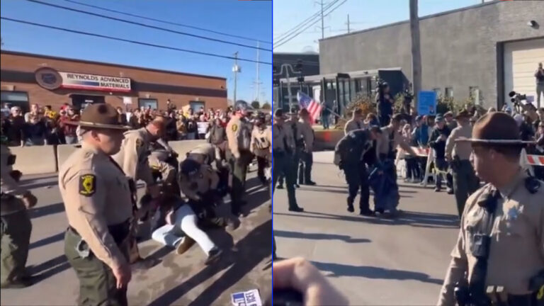 Illinois State PD Filmed Doing ICE's Job Violently Arresting Peaceful Protesters at ICE Detention Center