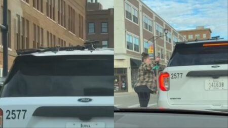 Iowa cop leave his weapon on top of squad car