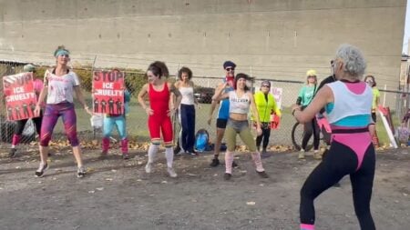 Portland protestors jazzercise outside ICE facility