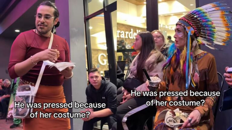 Internet Mocks California Man Dressed Up as a Woman for Trying to Lecture Woman About Native American Costume: ‘His Costume Is Way More Offensive’ A picture of the California man.