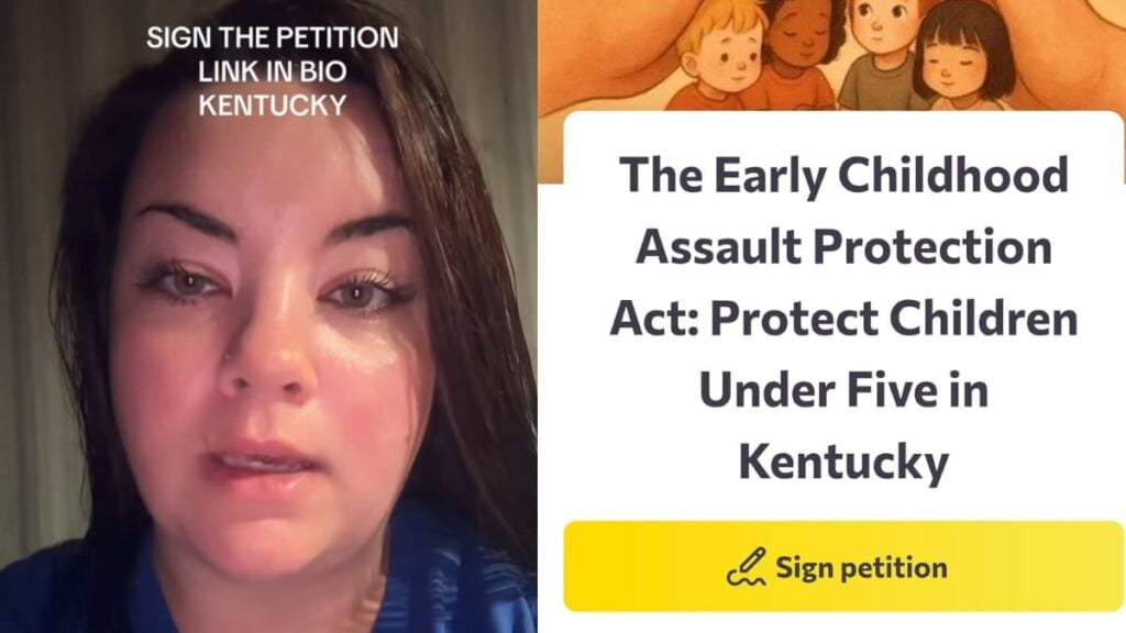 A picture of the Kentucky mom and her petition.