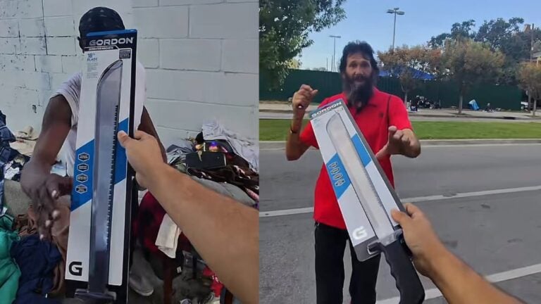 Unhinged Chicago TikToker Hands Several Homeless Individuals Machetes for Free: ‘This Has to Be Illegal’ A picture taken by the Chicago TikToker.