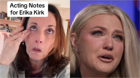 Sarcastic Pennsylvania Teacher Blasted for Teaching Erika Kirk How to Cry Convincingly, ‘You’re Acting Like You’re Crying’ Erika Kirk crying mocked by teacher