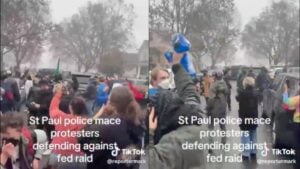 st paul police use mace on peaceful protestors