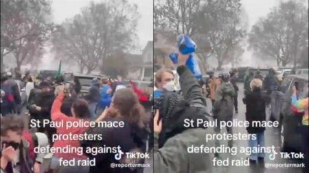st paul police use mace on peaceful protestors