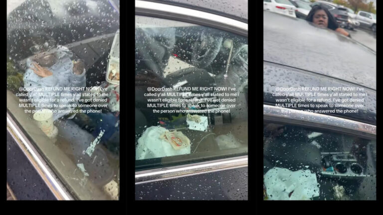 Baton Rouge DoorDash Driver and Child Eat Order