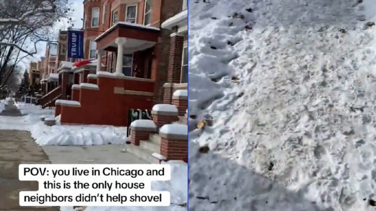 Chicago Neighbors Show Solidarity By Shoveling the Neighborhood, Except the Lonely MAGA House