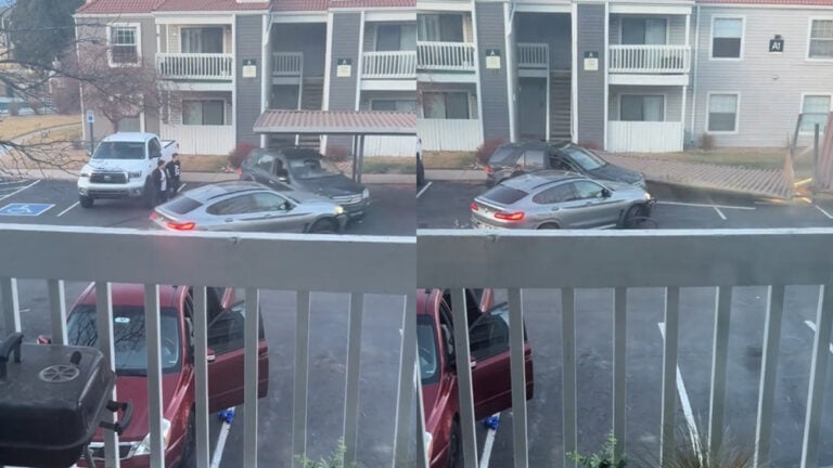 Denver Road Rage Incident Ends With Luxury Cars Taking Down Parking Canopy: 'On Christmas?!'