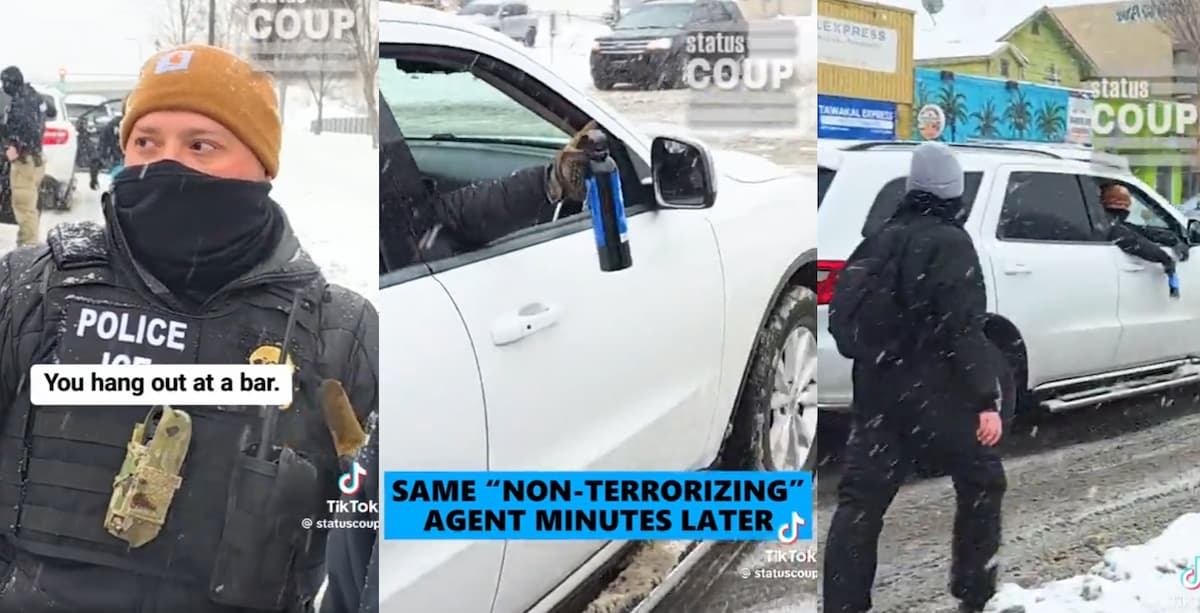 Minnesota ICE Agent Threatens Locals With a Burning Orange Mist Seconds After Claiming ICE Doesn’t Terrorize People