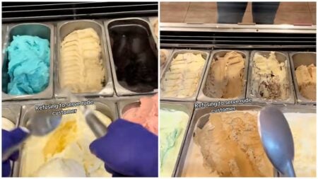 rude customer in ice cream parlor in Illinois