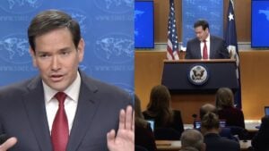 Marco Rubio at press conference claims USA shouldn't help with wars on other continents