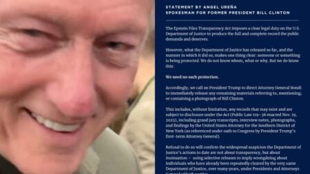 Clinton calls for release of the Epstein Files