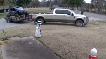Oklahoma Truck Driver Misses Turn, So He Drives Through Someone's Yard