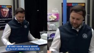 A picture of JD Vance at the Pennsylvania shelter.