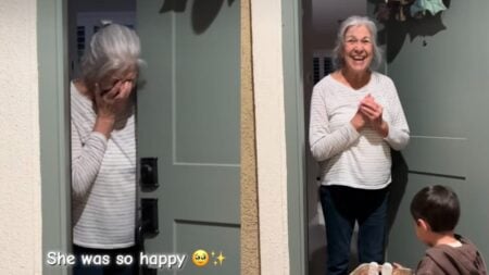She Wasn’t Forgotten: California Family Bakes Cake for 80-Year-Old Neighbor, ‘Please Never Stop Visiting Her’ A picture taken by the California family.