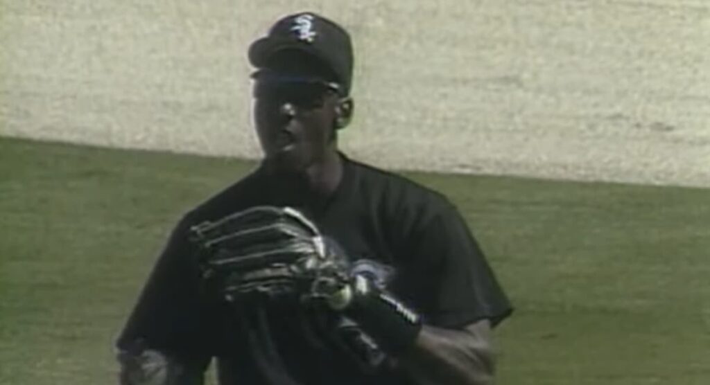 Michael Jordan plays baseball