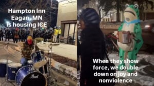 Eagan Community Makes Musical Ruckus Outside ICE Hotel With Drums and Accordions: ‘Drum Kit Is the Chefs Kiss Here’
