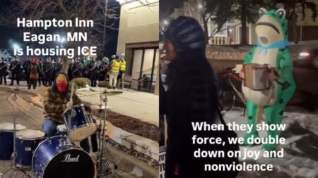 This Protest Came With a Soundtrack: Minnesota Community Rallies Outside ICE Hotel, ‘Drum Kit Is the Chef’s Kiss Here’ Eagan Community Makes Musical Ruckus Outside ICE Hotel With Drums and Accordions: ‘Drum Kit Is the Chefs Kiss Here’