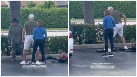 Florida man stomps on leaf blower