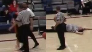 Kansas Referee Fakes Fall During High School Basketball Game