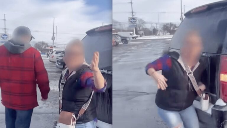 This Parking Lot Argument Escalated Fast: Michigan Man Clips Wife While Backing Out, ‘Babe, You Just Hit Me’ Michigan Man Tries to Defend Himself After Almost Driving into Woman at Kroger, Then Proceeds to Hit His Wife While Backing Out