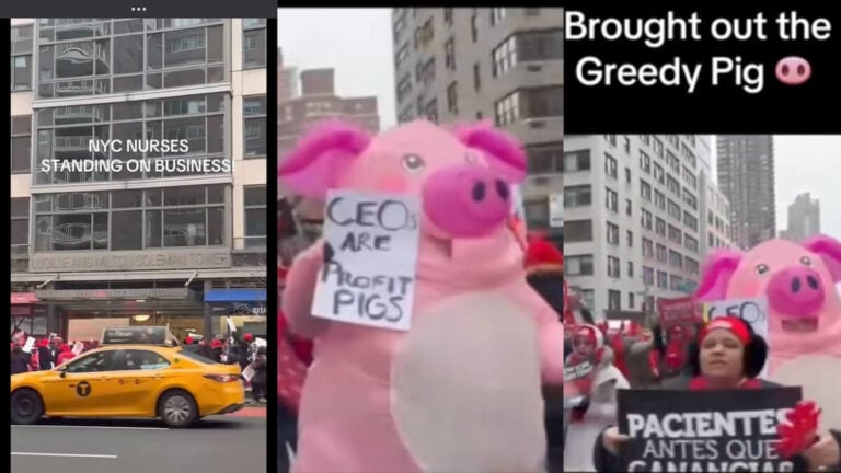 NewYork Presbyterian Nurses Greedy Pig Protest