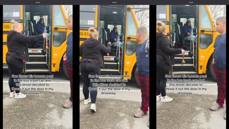 North Carolina Mom Confronts Bus Driver Banana Peel