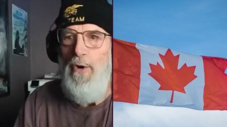 A picture of the former Minnesota governor and Canada's flag.