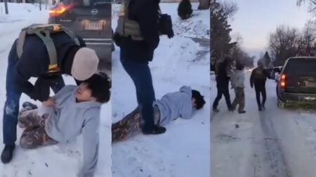 ICE Agents Tackle and Kidnap Another Child in Minnesota Despite Claims They Don’t Arrest Kids: ‘I Hope for the Absolute Worst for All ICE Agents’ A picture of the ICE agents in Minnesota.