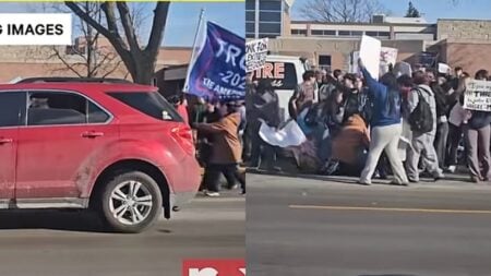Trump Supporter Drives Into Student During Nebraska Anti-ICE Protest ‘THIS IS NOT OK’ A picture of the Nebraska Trump supporter's car.