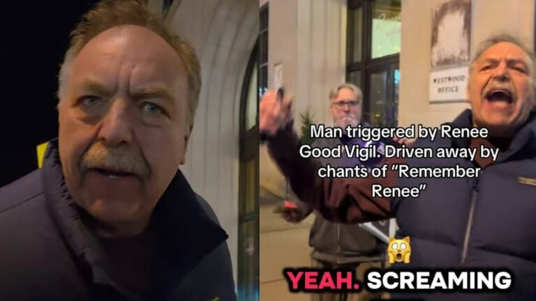 Outrage and Words Fly at Ice Vigil: Opposing Witnesses Debate at Minneapolis Memorial, ‘Old White People Are the Worst People’ A picture of the New Jersey Trump supporter.