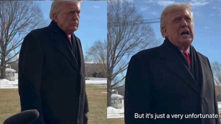 A picture of Trump talking about the Minnesota victim.