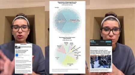 Screenshots from Senator Erin Maye Quade's video detailing ICE activity in Minnesota