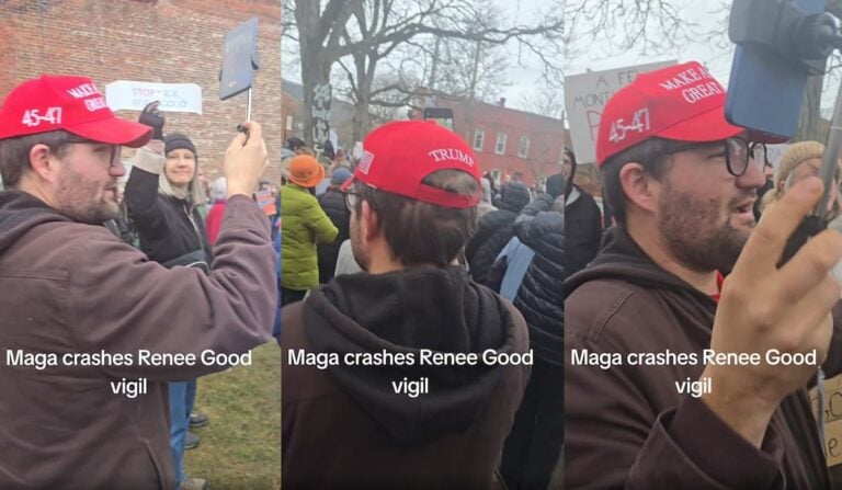 Renee Good Vigil Hijacked by MAGA ‘Smoothbrain’ in New York: ‘He Comes to Every Protest Just to Harass People’ New York MAGA troll
