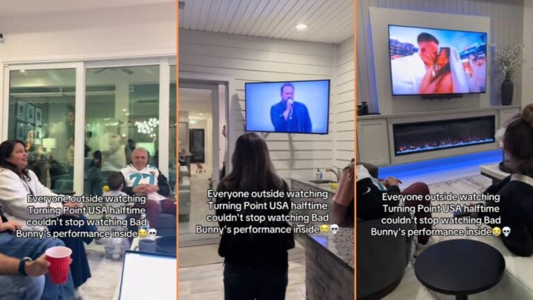 Angry MAGA Supporters in Florida Watching Turning Point Halftime Show Can't Stop Watching Bad Bunny, 'Shoulda locked that door'