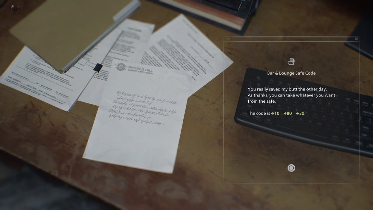 Bar and Lounge Safe Code Location