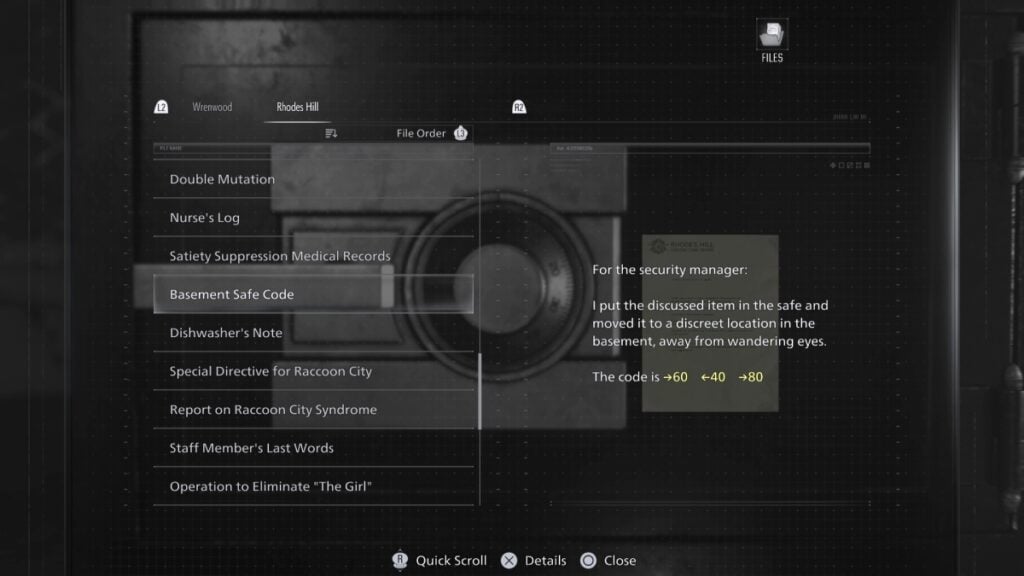 Basement Safe Code Location