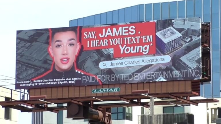 California Billboard Targetting James Charles