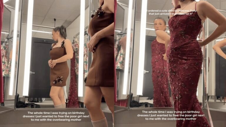 California Woman Tries on Dresses While Feeling Bad for the Girl Next to Her with the ‘Overbearing Mother