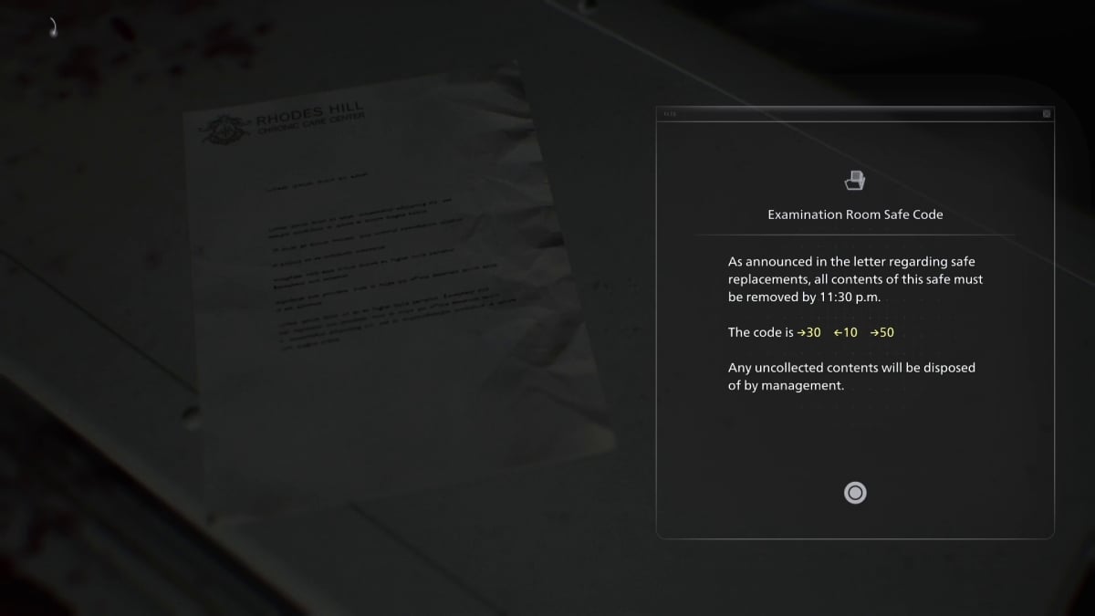 Examination Room Safe Code