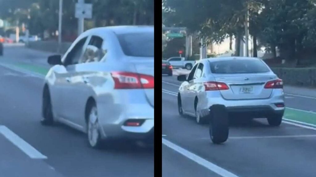 Florida Man At it Again: Nissan Driver Loses One Tire While On the Road and Just Keeps Going, ‘Jesus Took the Wheel’ Florida losing wheel