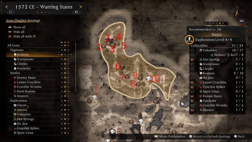 Iinoya Kodama Locations